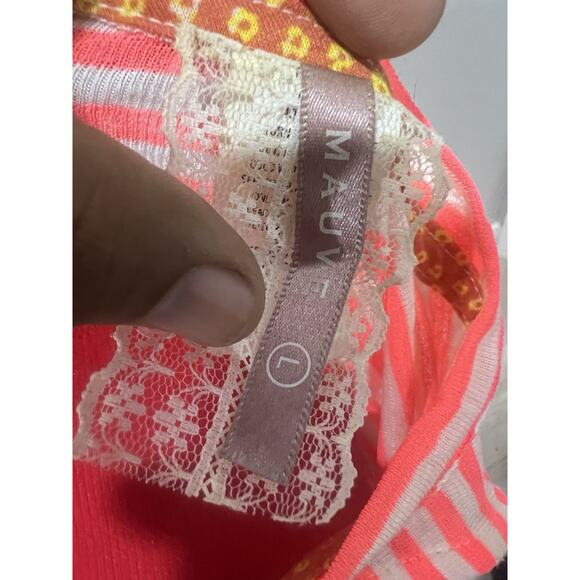 Striped Tank Top V Neck Sleeveless Casual Summer Beach Coral White - Picture 5 of 6